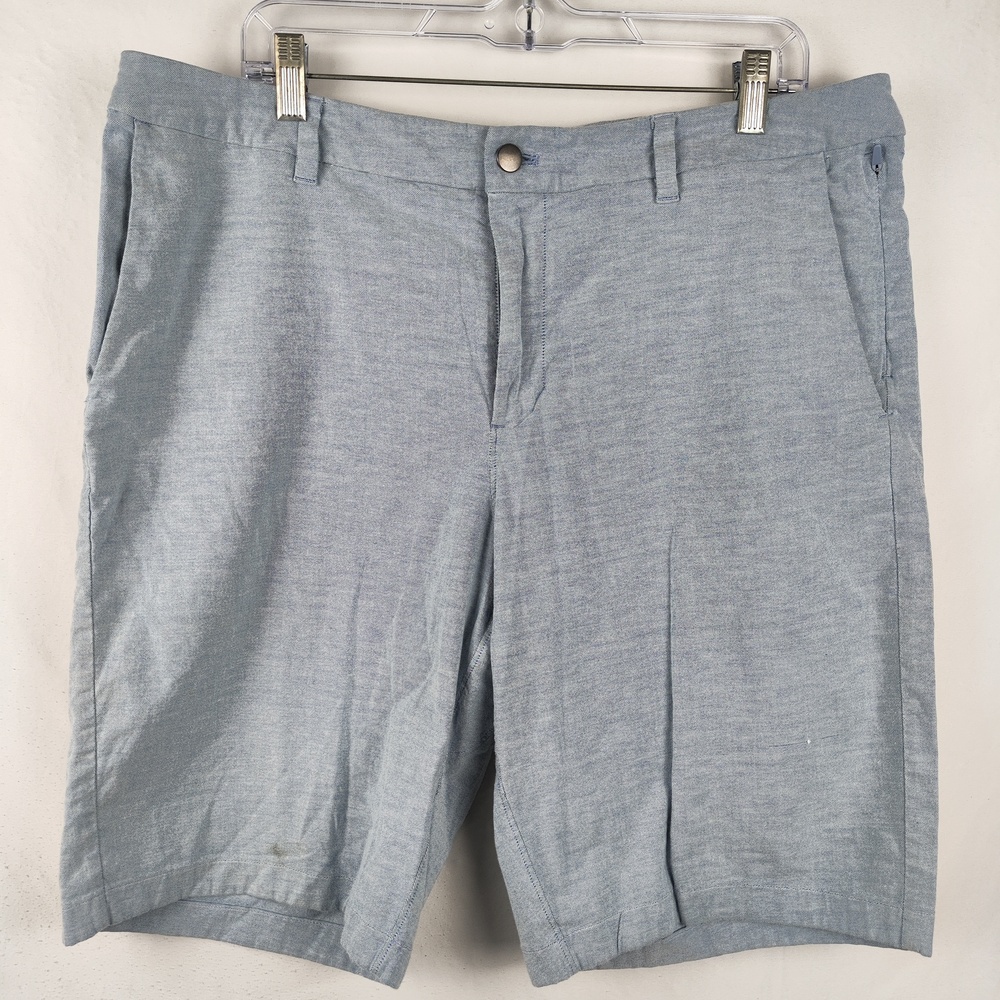 Lululemon Shorts Mens 36 Blue Chino Stretch Flat Front Casual 10 Inseam